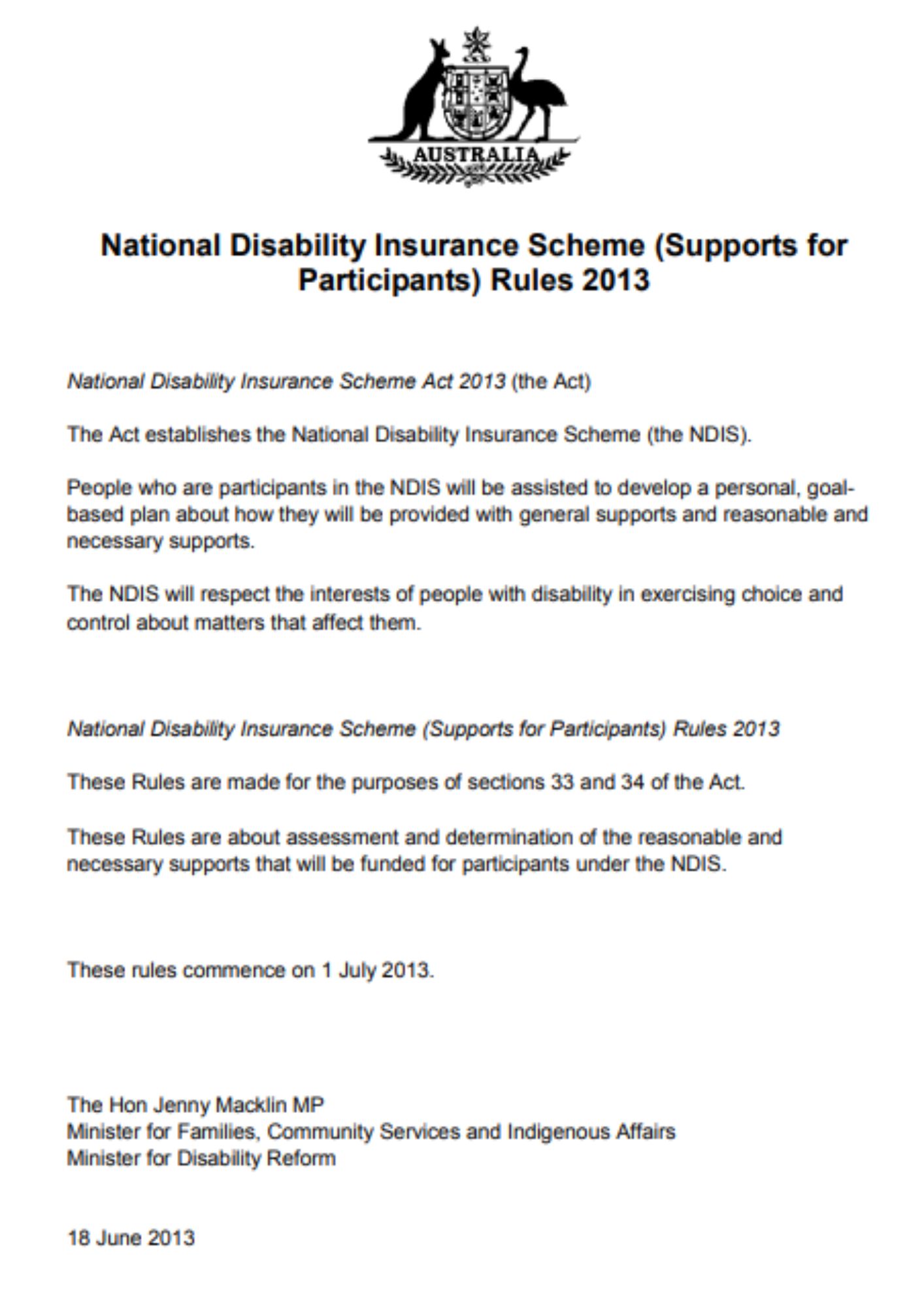NDIS Rules 2013